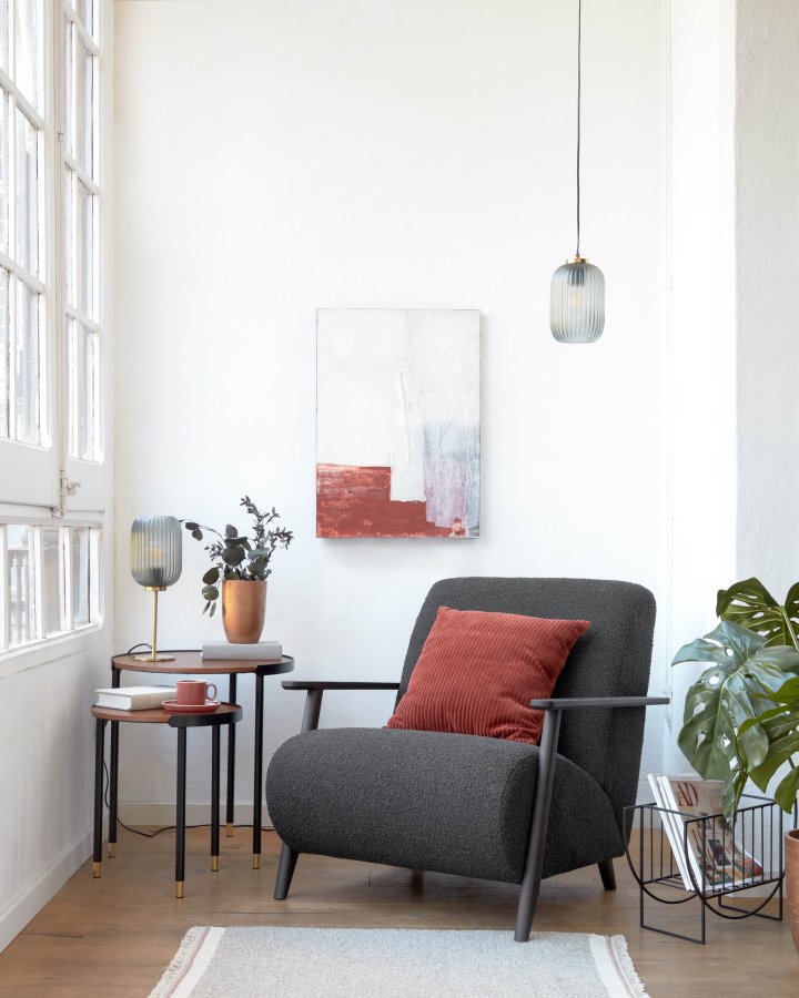 KAVE HOME Hestia loftlampe - gr glas og messing metal