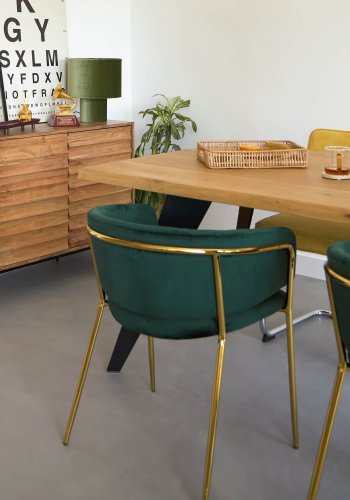 KAVE HOME Koda egefinerbord med naturlig finish og stlben med sort finish 160 x 90 cm