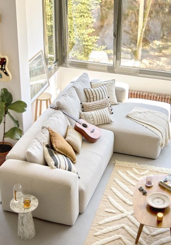 KAVE HOME Kesbury sidebord, rund - hvid/sort/gr emalje jern (33)