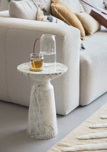 KAVE HOME Kesbury sidebord, rund - hvid/sort/gr emalje jern (33)