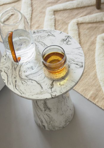 KAVE HOME Kesbury sidebord, rund - hvid/sort/gr emalje jern (33)