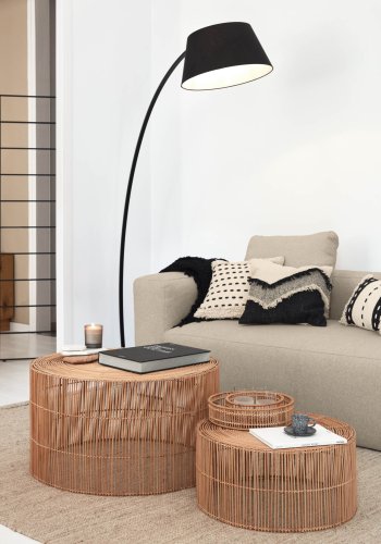 KAVE HOME Elmima sofabord, rund - natur rattan (st af 2) (66) (55)