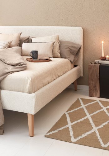 KAVE HOME Lydia betrk til sengeramme - hvid fleecestof (160x200)