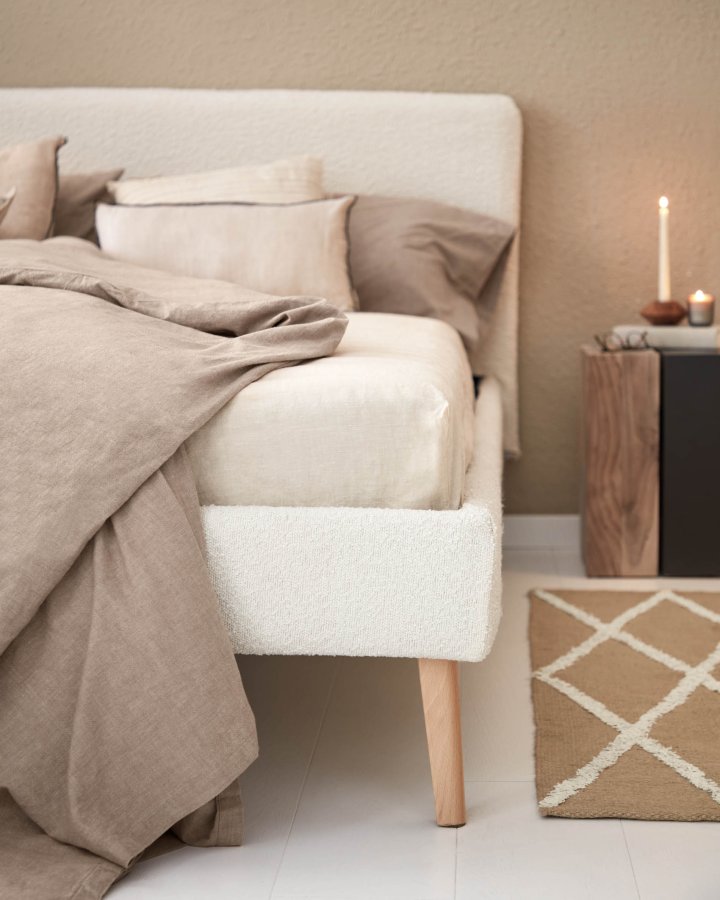 KAVE HOME Lydia betrk til sengeramme - hvid fleecestof (160x200)
