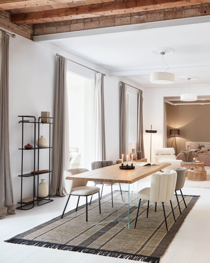 KAVE HOME Ciselia spisebordsstol - hvid stof og sort stl