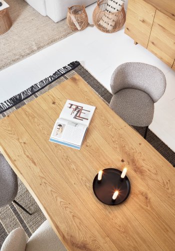 KAVE HOME Levik spisebord - klar glas og natur egetr (220x100)