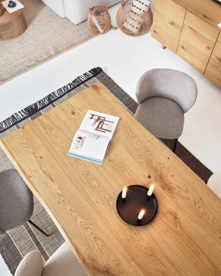 KAVE HOME Lotty spisebord, rektangulr - natur egefinér og klar glas (180x100)