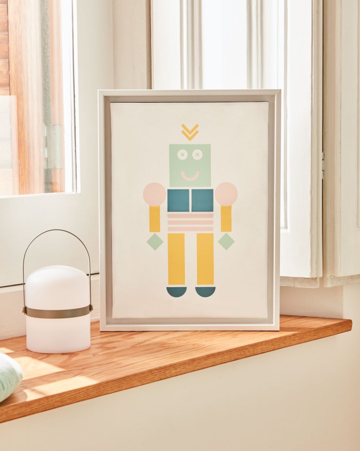 KAVE HOME Janvir genopladelig bordlampe - hvid plast og lysegr metal