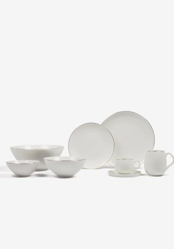 KAVE HOME Taisia stor skl - hvid og guld porceln (24,5)