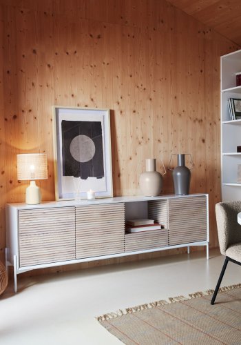 KAVE HOME Naira circular billede - glas, beige og sort lrred, polystyren (90x60)