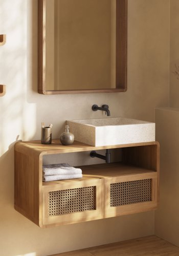 KAVE HOME Sunday hndvask til badevrelset, rektangulr - hvid terrazzo (40x45)