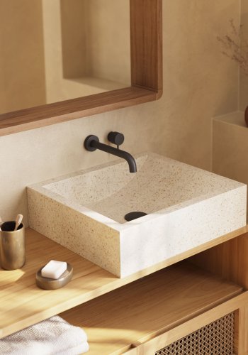 KAVE HOME Sunday hndvask til badevrelset, rektangulr - hvid terrazzo (40x45)