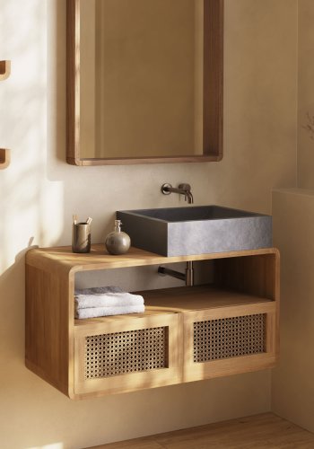 KAVE HOME Sunday hndvask til badevrelset, rektangulr - sort terrazzo (40x45)