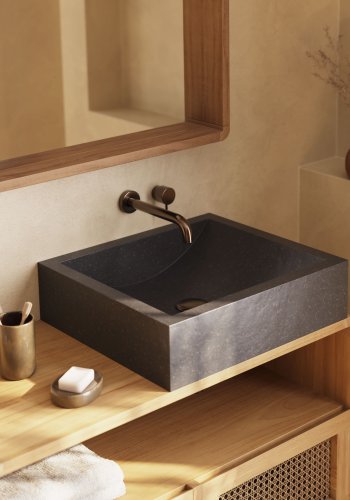 KAVE HOME Sunday hndvask til badevrelset, rektangulr - sort terrazzo (40x45)