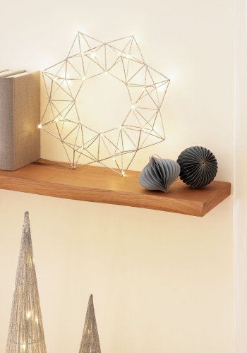 KAVE HOME Mishell krans, m. lys - gr stl (35x35)