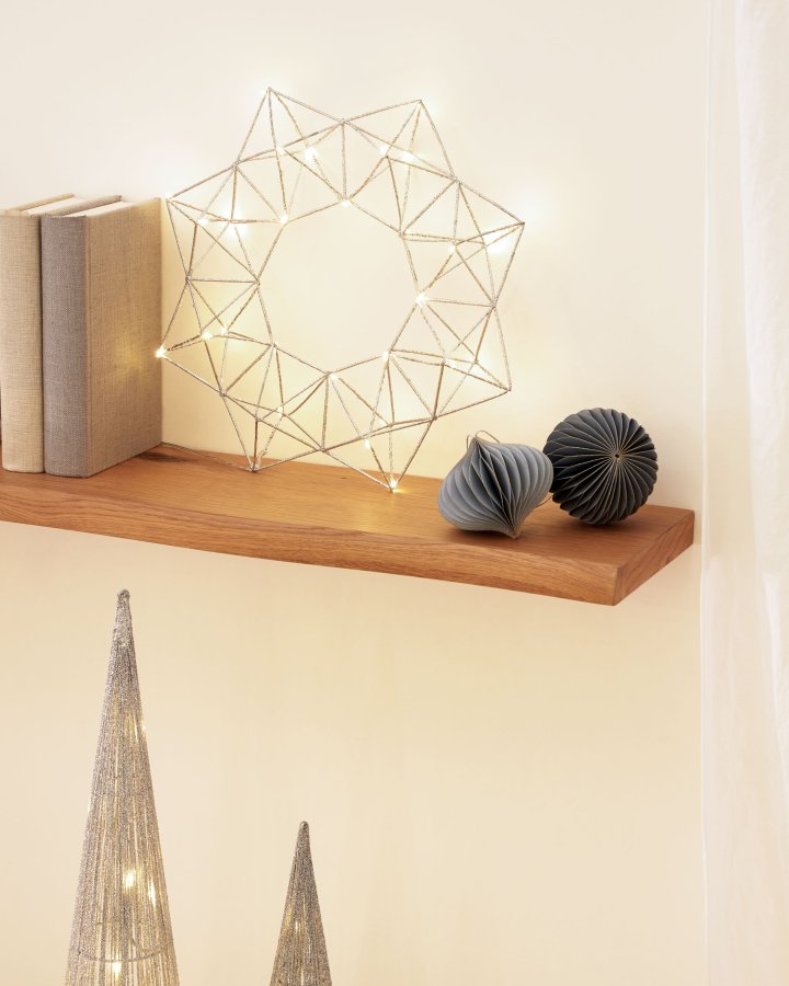 KAVE HOME Mishell krans, m. lys - gr stl (35x35)