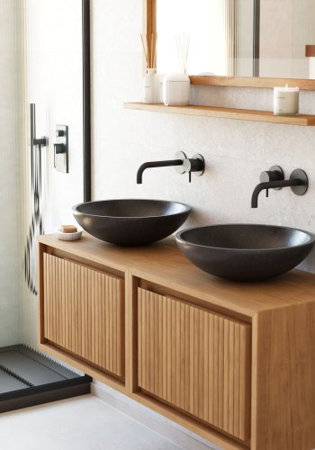 KAVE HOME Sunday hndvask til badevrelset, rund - sort terrazzo (40)