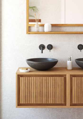 KAVE HOME Sunday hndvask til badevrelset, rund - sort terrazzo (40)