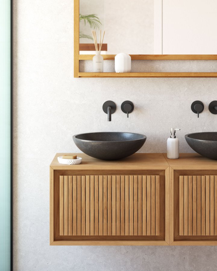 KAVE HOME Sunday hndvask til badevrelset, rund - sort terrazzo (40)