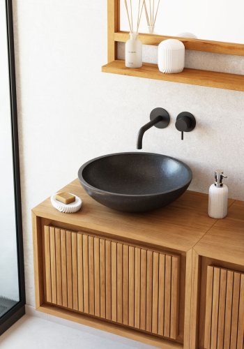 KAVE HOME Sunday hndvask til badevrelset, rund - sort terrazzo (40)