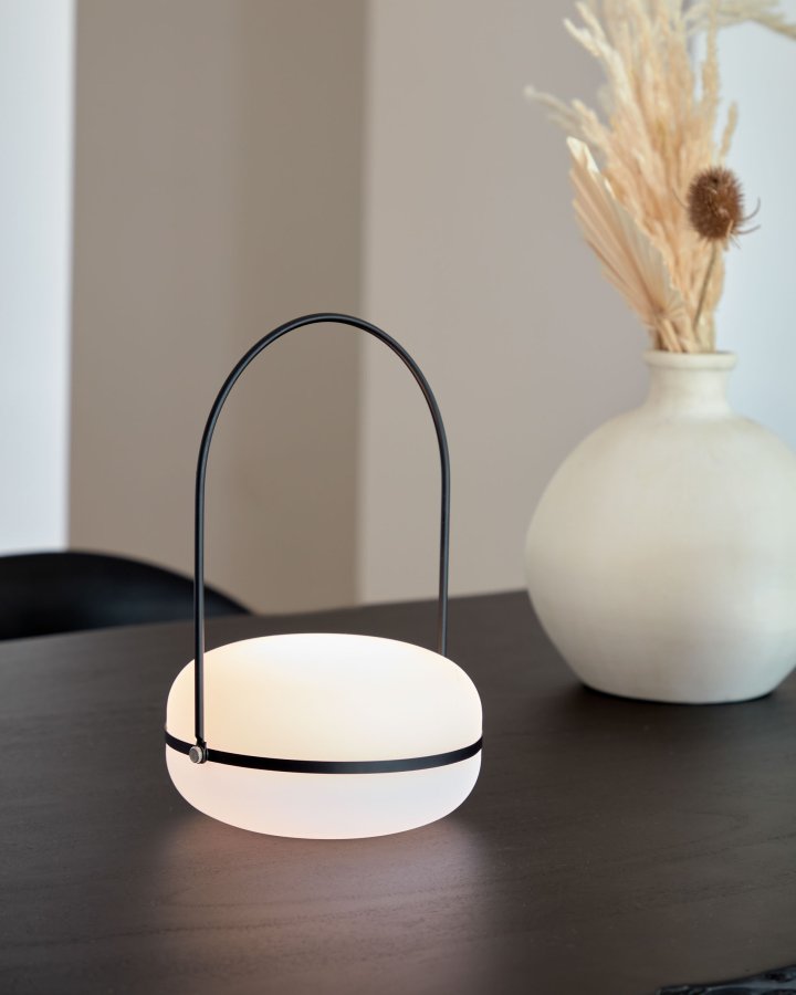 KAVE HOME Tea bordlampe - hvid polyethylen og sort jern