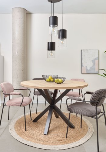 KAVE HOME Fuld Argo spisebord, rund - natur melamin og sort stl (120)