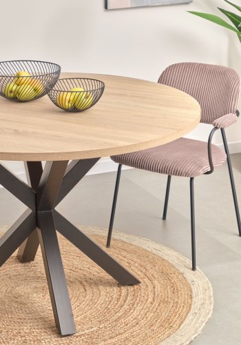 KAVE HOME Fuld Argo spisebord, rund - natur melamin og sort stl (120)