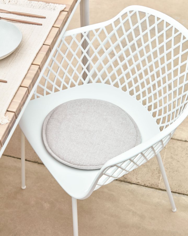 KAVE HOME Silke stolehynde, rund - beige stof (35)