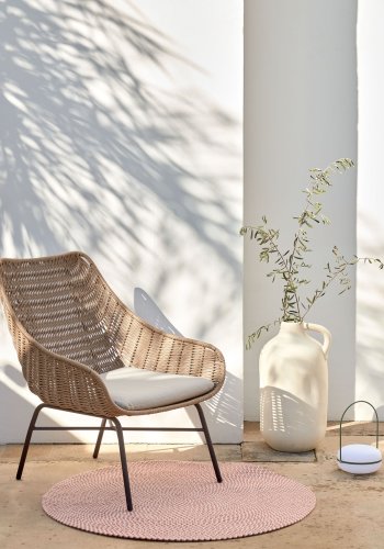 KAVE HOME Abeli lnestol, m. stofhynde - beige reb og stl