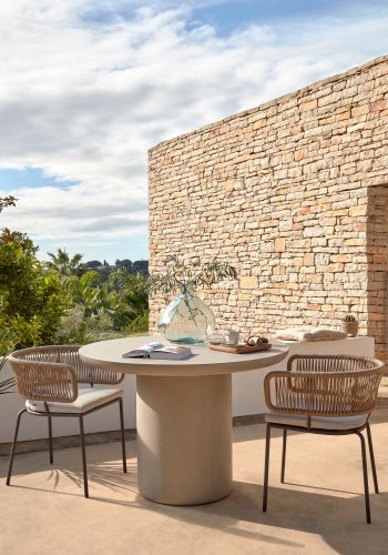 KAVE HOME Nadin spisebordsstol, m. stofhynde - beige reb og stl