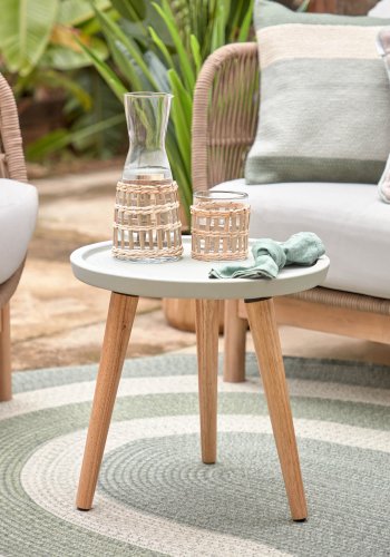 KAVE HOME rund Livy sidebord - gr cement og natur gummitr (40)