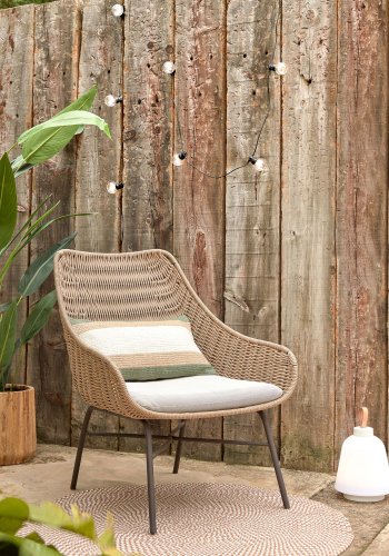 KAVE HOME Abeli lnestol, m. stofhynde - beige reb og stl