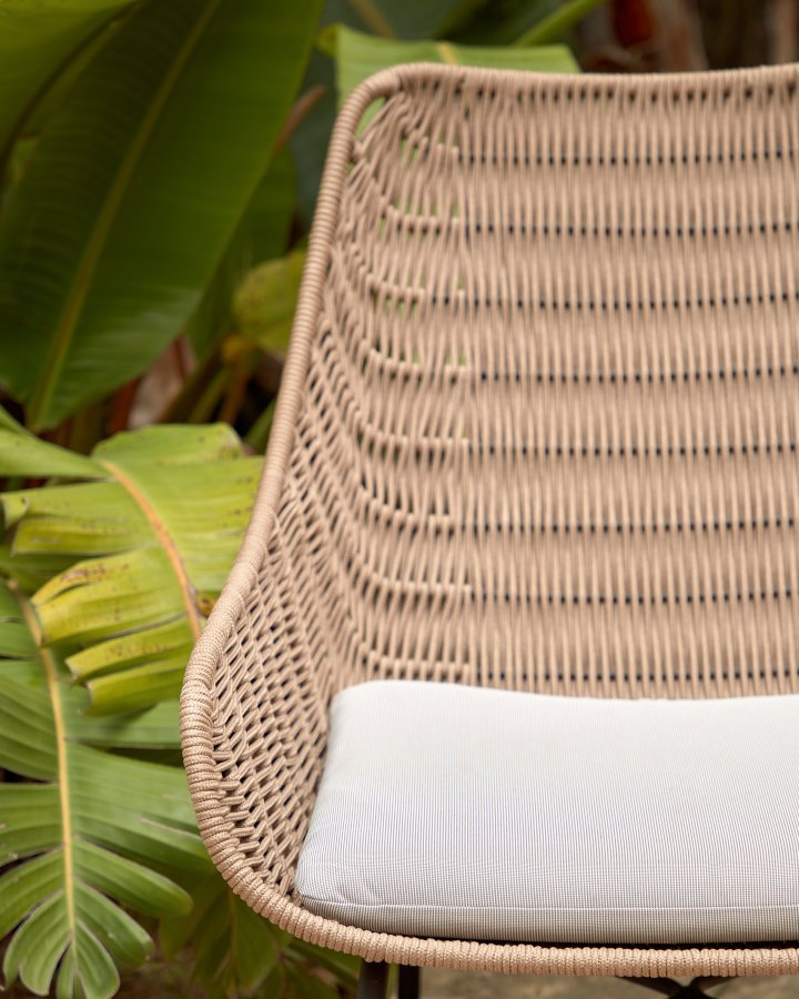 KAVE HOME Abeli lnestol, m. stofhynde - beige reb og stl