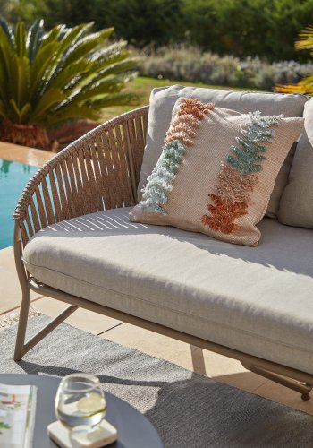 KAVE HOME Branzie sofa - brunt metal og reb, m. grbrune hynder, 3 pers.