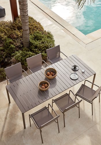 KAVE HOME Zaltana havebord, m. tillgsplade - brun aluminium (180(240)x100)