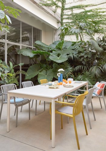 KAVE HOME Isabellini havestol, m. armln, stabelbar - sennepsgul plast