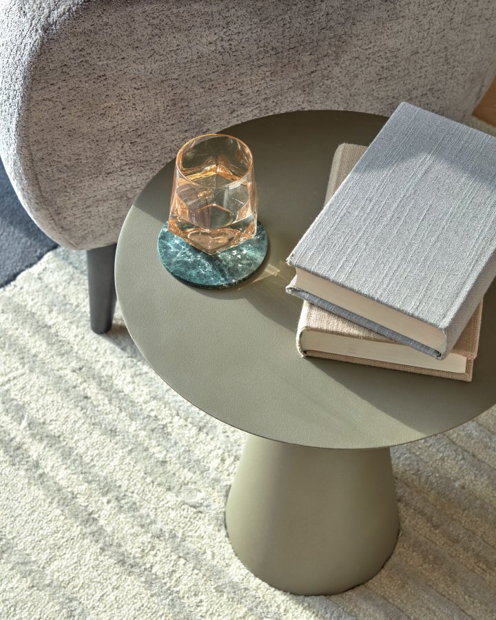 KAVE HOME Shirel sidebord, rund - grn-gr jern (40)