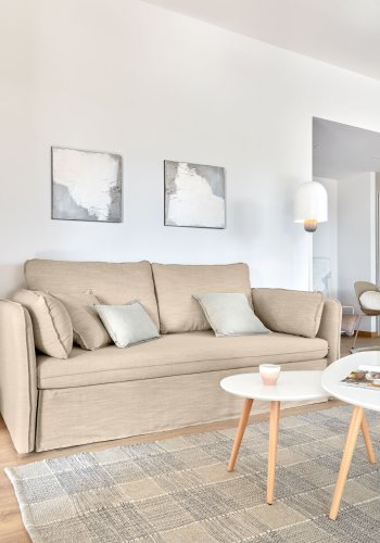 KAVE HOME Tanit sovesofa - beige stof og natur bg