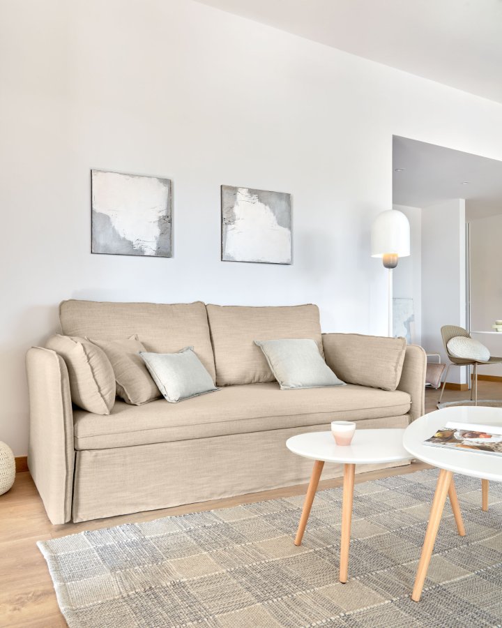 KAVE HOME Tanit sovesofa - beige stof og natur bg