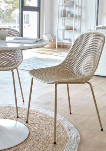 KAVE HOME Quinby spisebordsstol - beige plast og metal