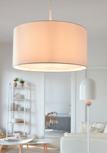 KAVE HOME Santana loftlampe, m. diffuse - hvid stof og PVC (40)