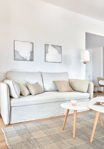 KAVE HOME Tanit sovesofa - beige stof og natur bgetr