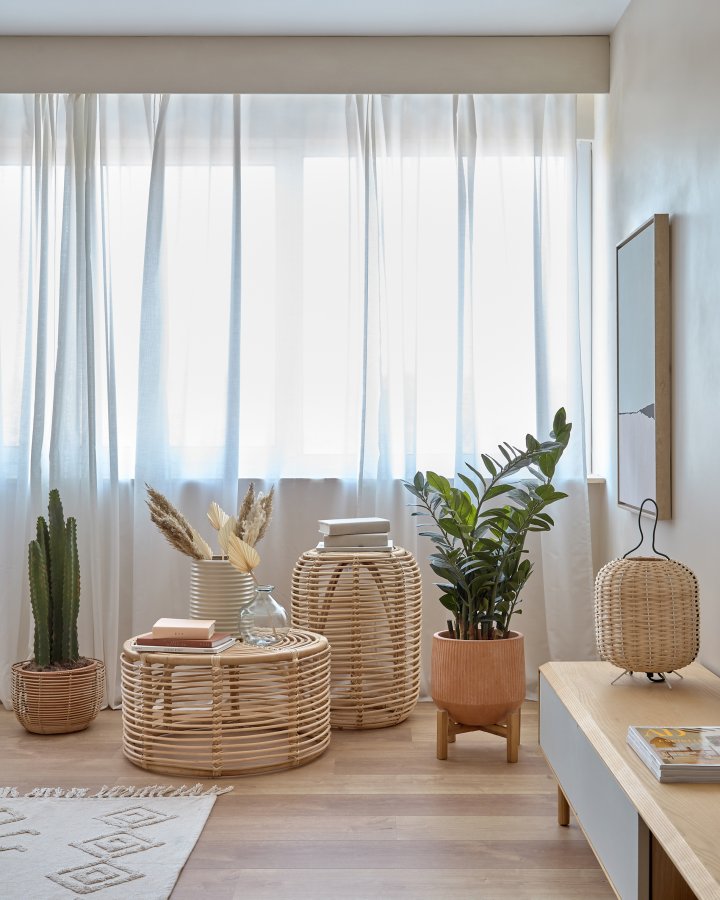 KAVE HOME Kohana sofabord, rund - natur rattan (66)