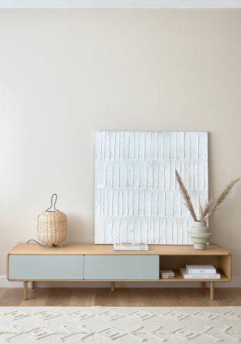 KAVE HOME Anielle TV-bord, m. 2 skydelger - gr/natur askefinér/asketr (180x41)