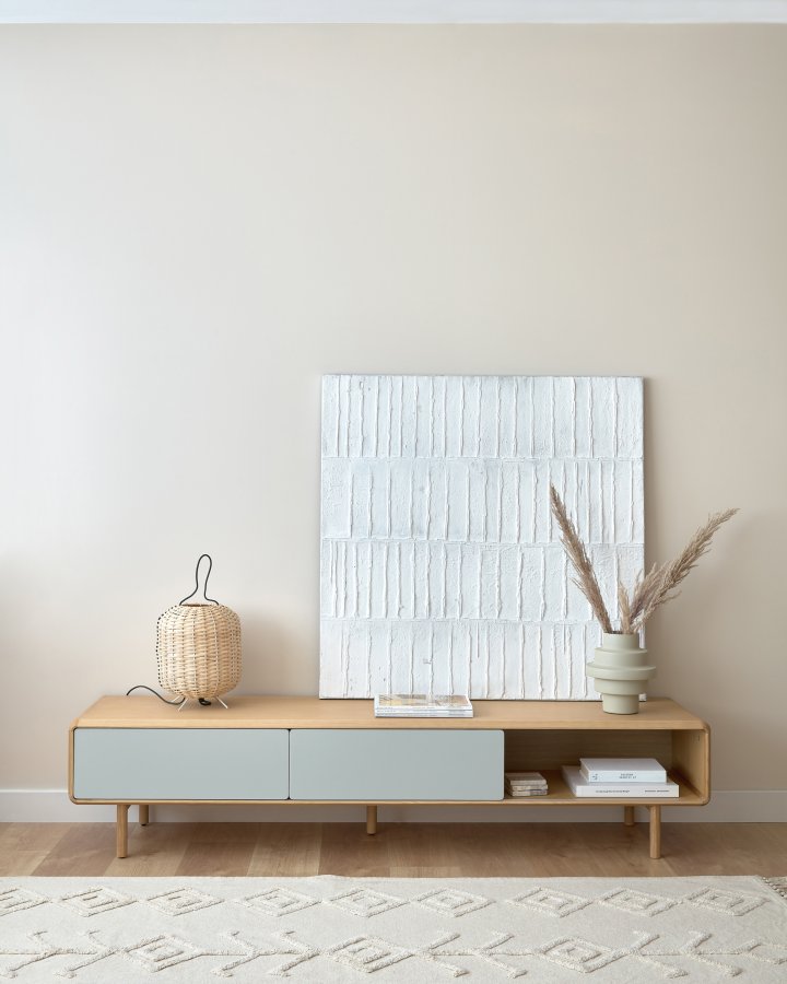 KAVE HOME Anielle TV-bord, m. 2 skydelger - gr/natur askefinér/asketr (180x41)