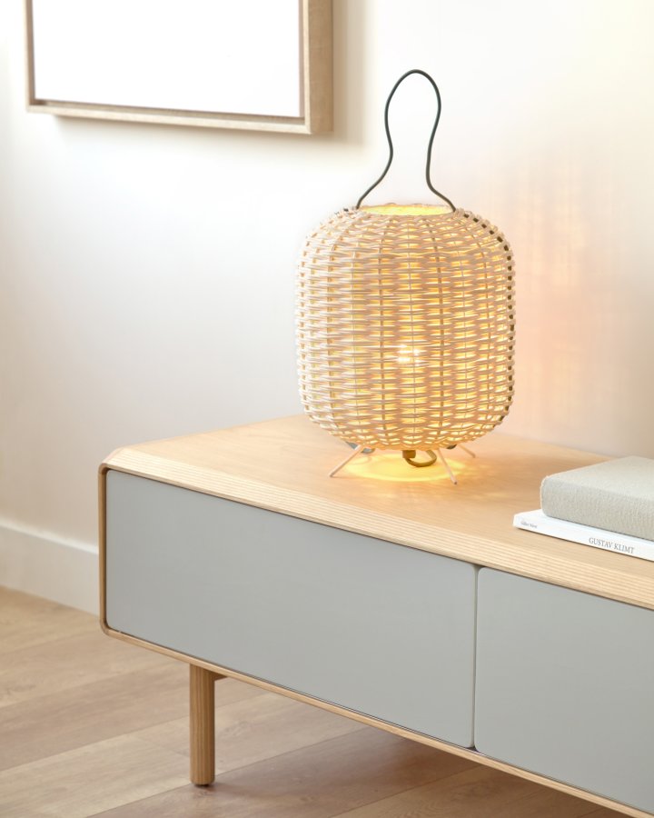 KAVE HOME Anielle TV-bord, m. 2 skydelger - gr/natur askefinér/asketr (180x41)