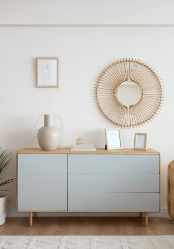 KAVE HOME Anielle sknk, m. 1 lge og 3 skuffer - gr/natur askefinér/asketr