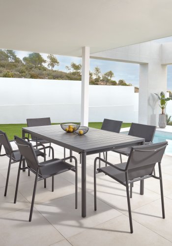 KAVE HOME Zaltana havebord, m. tillgsplade - sort aluminium (140(200)x90)