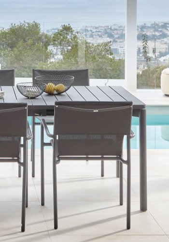 KAVE HOME Zaltana havebord, m. tillgsplade - sort aluminium (180(240)x100)