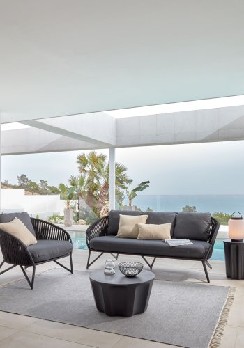 KAVE HOME Branzie lnestol, m. stofhynde - sort reb og stl